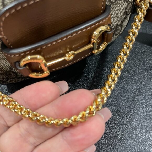 Gucci GG Supreme Horsebit 1955 Mini Bag with Strap (JB1097) - Picture 7 of 8